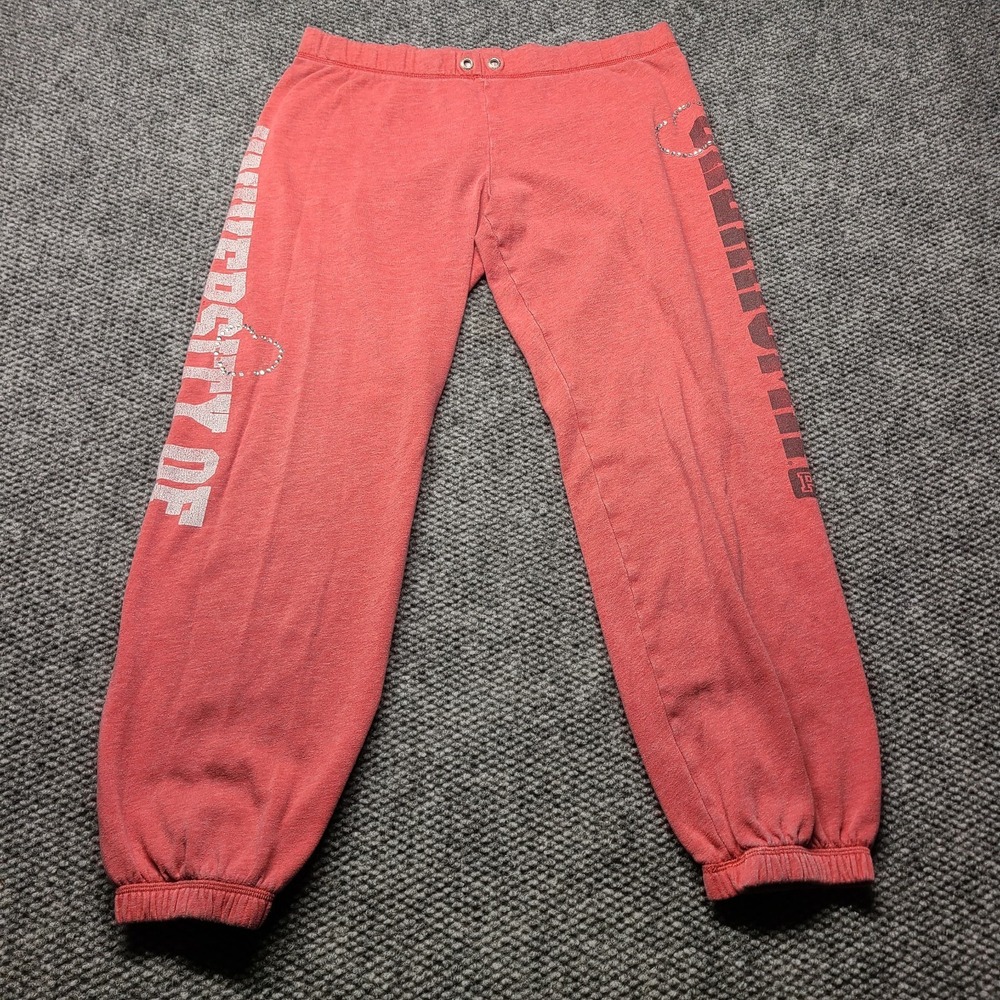 Y2k Victoria's Secret PINK University of Oklahoma OU Jogger Pants Womens S Coral